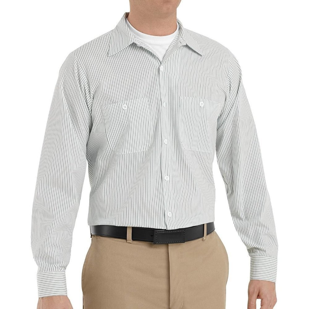 Red Kap Men's Long Sleeve Industrial Stripe Work Shirt